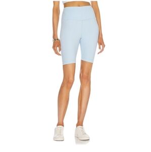 Carbon38 High Rise Biker‎ Short inTakara Shine Ice Blue Women's Size Small